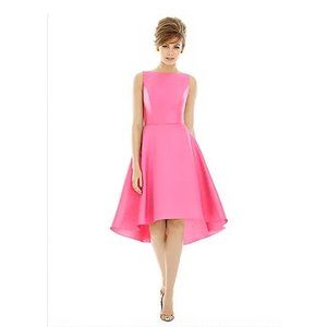 Alfred Sung - size 12, Forever Pink, high low skirt, scoop back, circle skirt